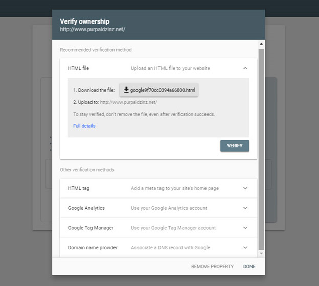 how to verify your site in search console